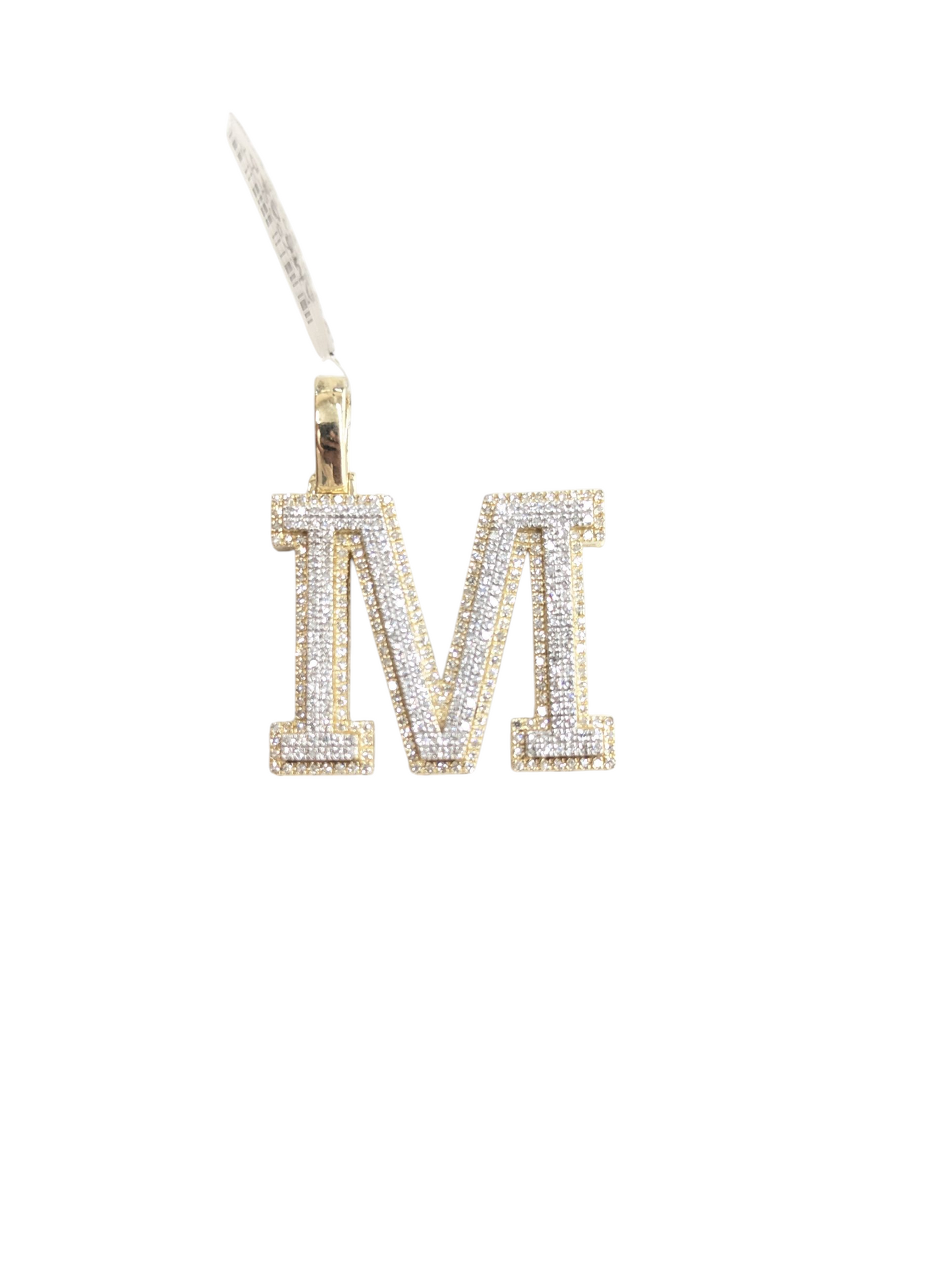 REAL DIAMOND 10KT TWO TONE BLOCK LETTER A- Z PENDANT