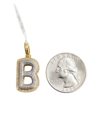 REAL DIAMOND 10KT TWO TONE BUBBLE LETTER A- Z PENDANT