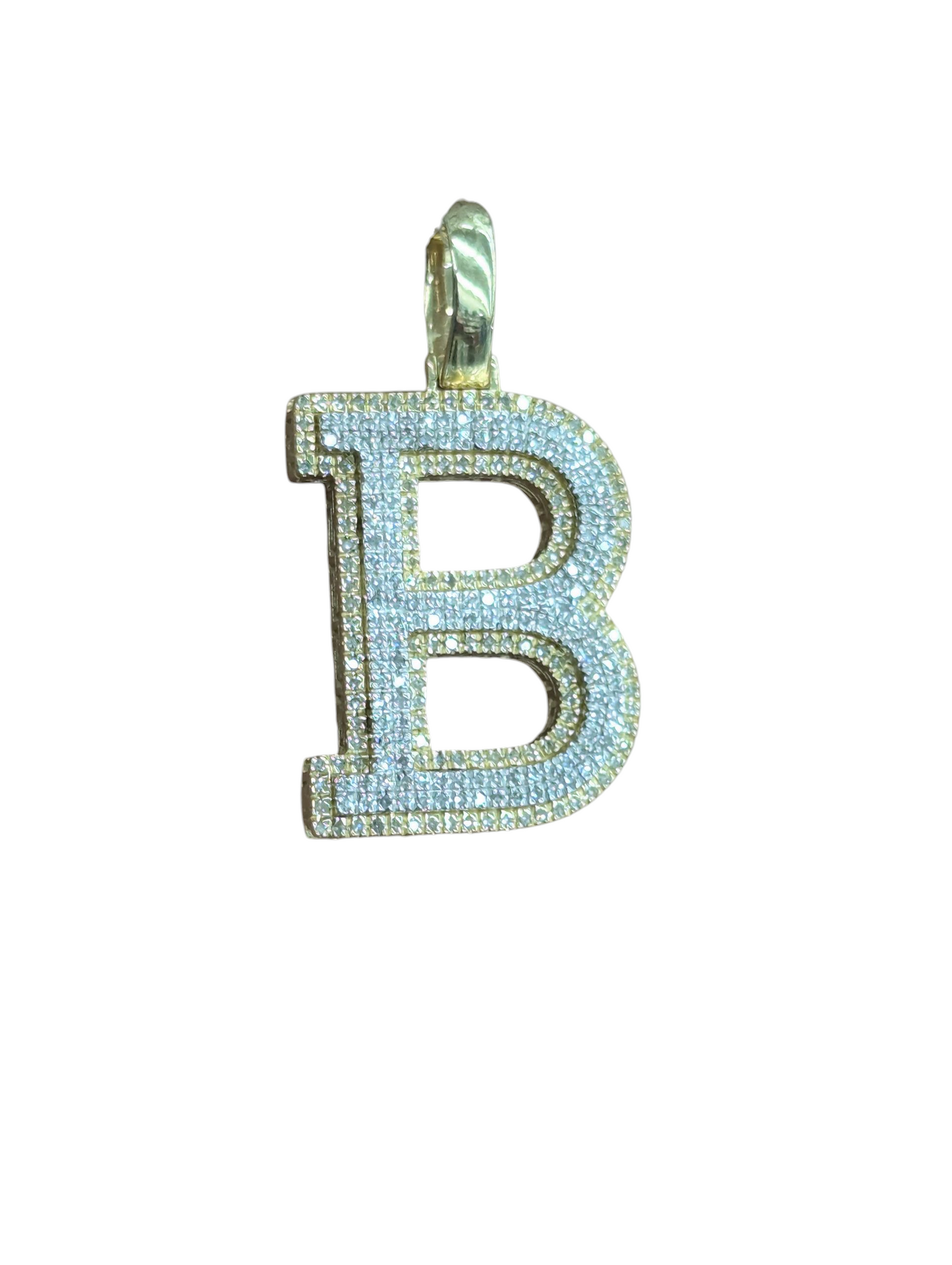 REAL DIAMOND 10KT TWO TONE BLOCK LETTER A- Z PENDANT