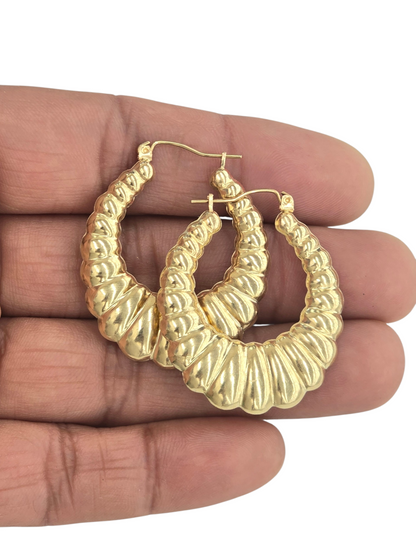 10KT REAL GOLD SHRIMP STYLE HOOP EARRING FOR WOMEN