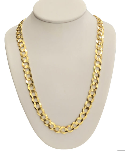 14KT REAL GOLD SOLID CUBAN CURB CHAIN 7 MM