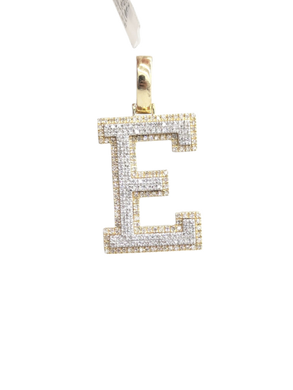 REAL DIAMOND 10KT TWO TONE BLOCK LETTER A- Z PENDANT
