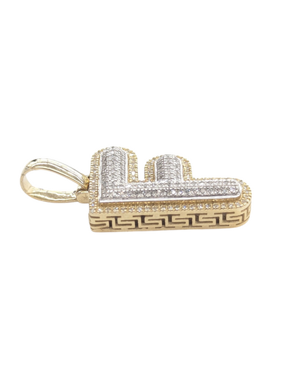 REAL DIAMOND 10KT TWO TONE BUBBLE LETTER A- Z PENDANT
