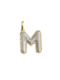 REAL DIAMOND 10KT TWO TONE BUBBLE LETTER A- Z PENDANT