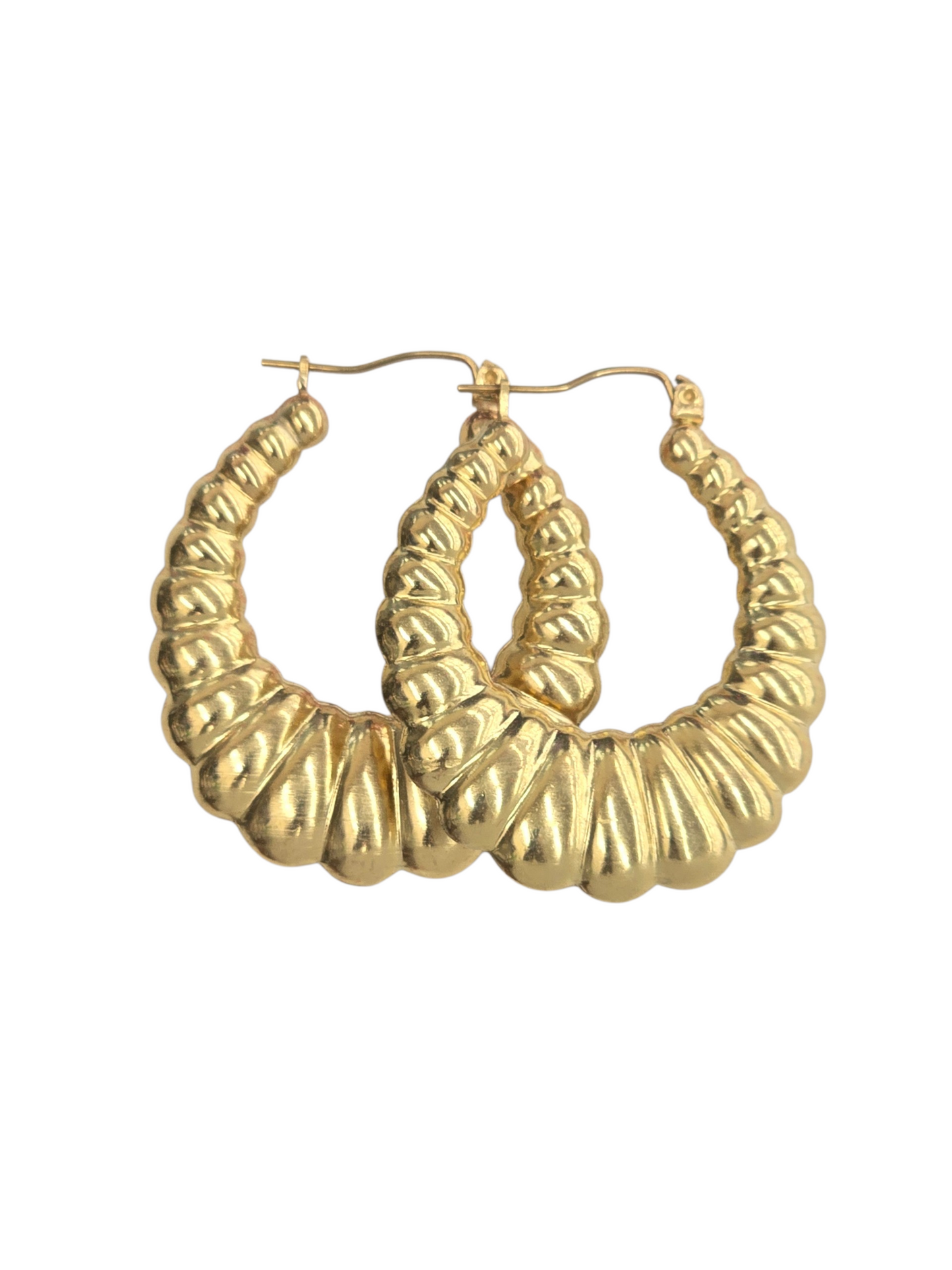 10KT REAL GOLD SHRIMP STYLE HOOP EARRING FOR WOMEN