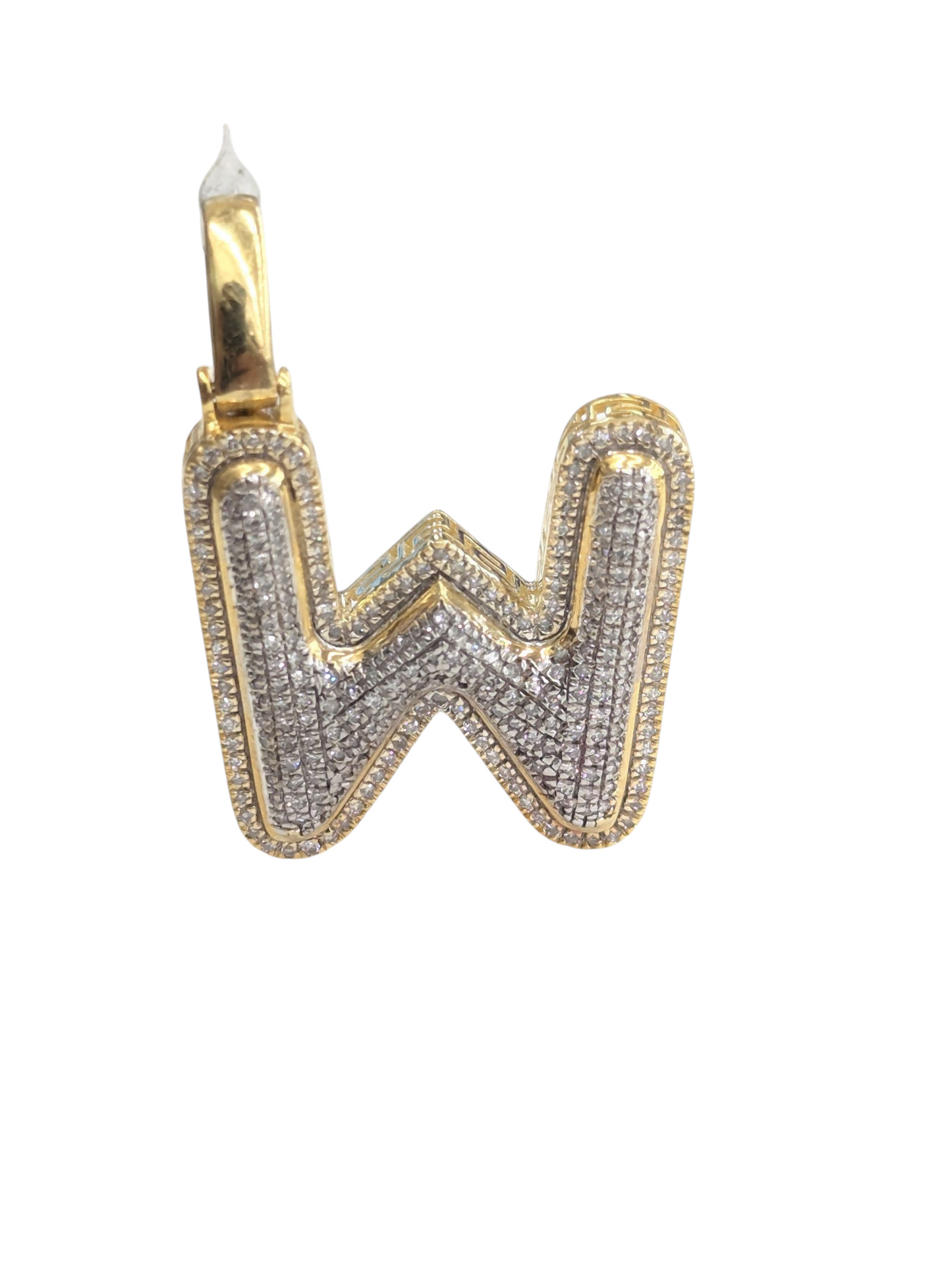 REAL DIAMOND 10KT TWO TONE BUBBLE LETTER A- Z PENDANT