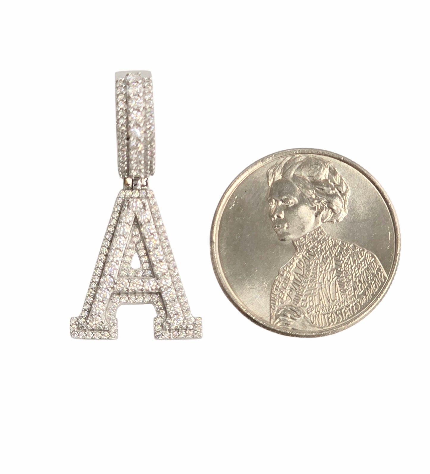 925 Sterling Silver Moissanite Diamond Initial A to Z Pendant
