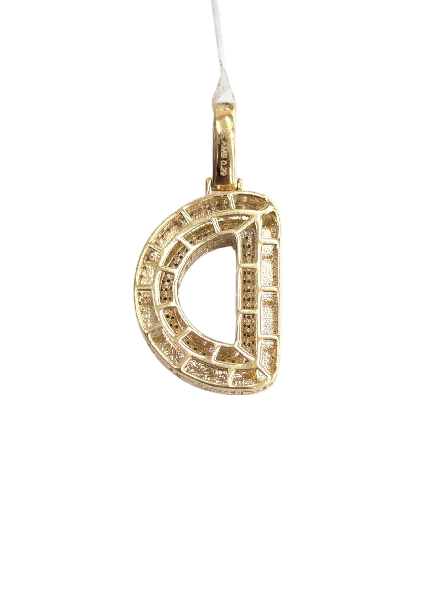 REAL DIAMOND 10KT TWO TONE BUBBLE LETTER A- Z PENDANT