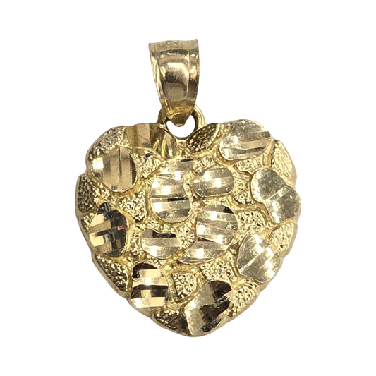 10KT REAL GOLD HEART NUGGET PENDANT
