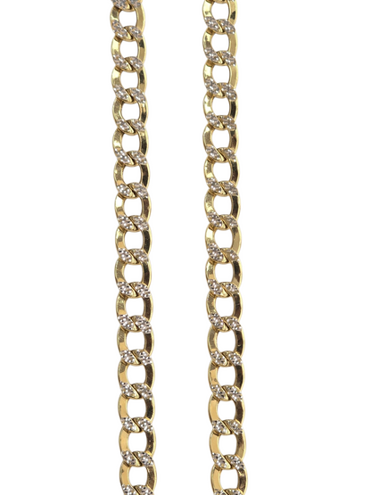 10KT REAL GOLD CUBAN CURB DIAMOND CUT CHAIN 7.5MM