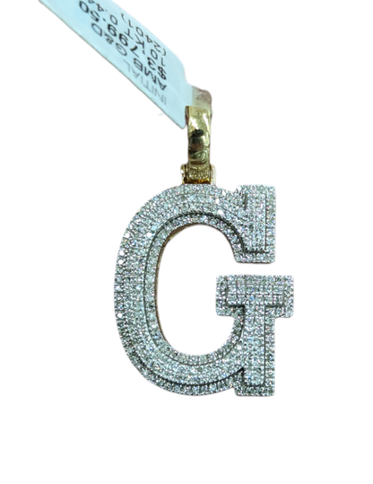 Real Diamond 10kt Yellow Gold Initial A - Z Pendant