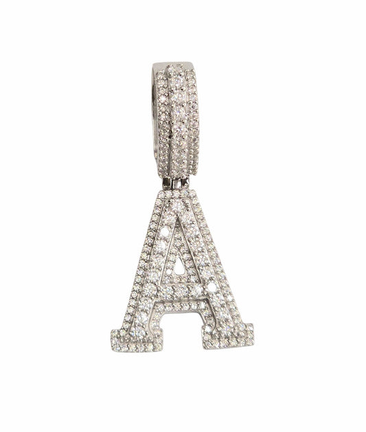 925 Sterling Silver Moissanite Diamond Initial A to Z Pendant