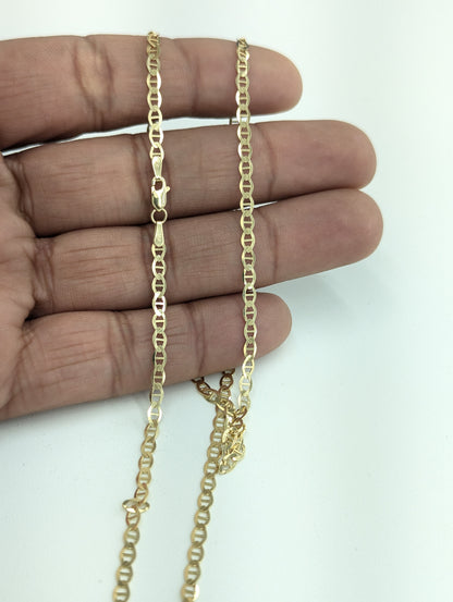 14kt Real Solid Gold Mariner Chain 3mm