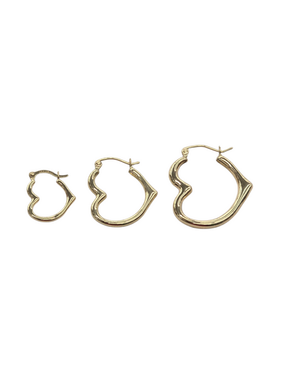 14KT REAL GOLD HEART STYLE HOOP EARRING