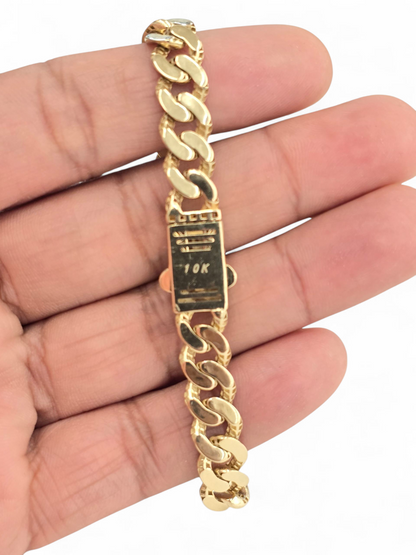 10KT REAL GOLD MONACO STYLE BRACELET 9.2 MM