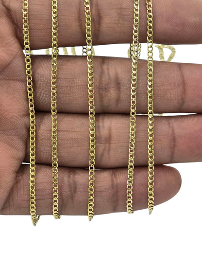 10kt REAL GOLD CUBAN CURB CHAIN 2.2 MM