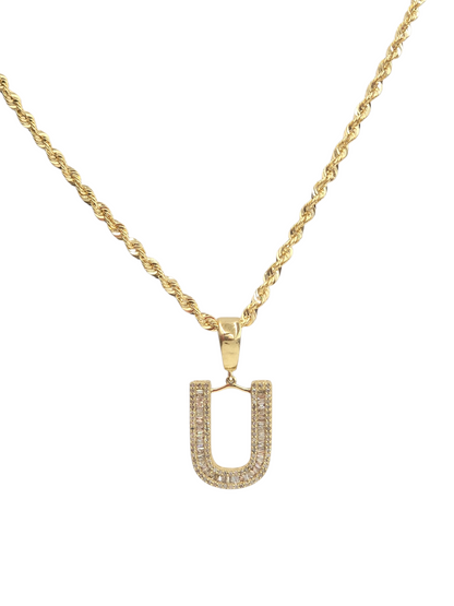 REAL DIAMOND 10KT GOLD BLOCK LETTER INITIAL A TO Z FOR MEN AND WOMEN