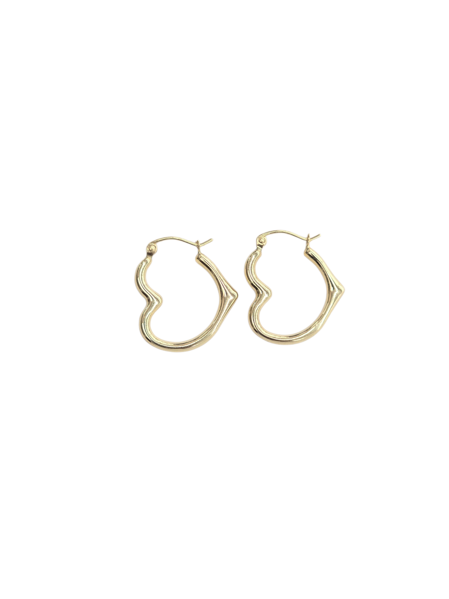 14KT REAL GOLD HEART STYLE HOOP EARRING