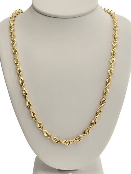 14KT REAL GOLD SPARKLE ROPE CHAIN 4MM