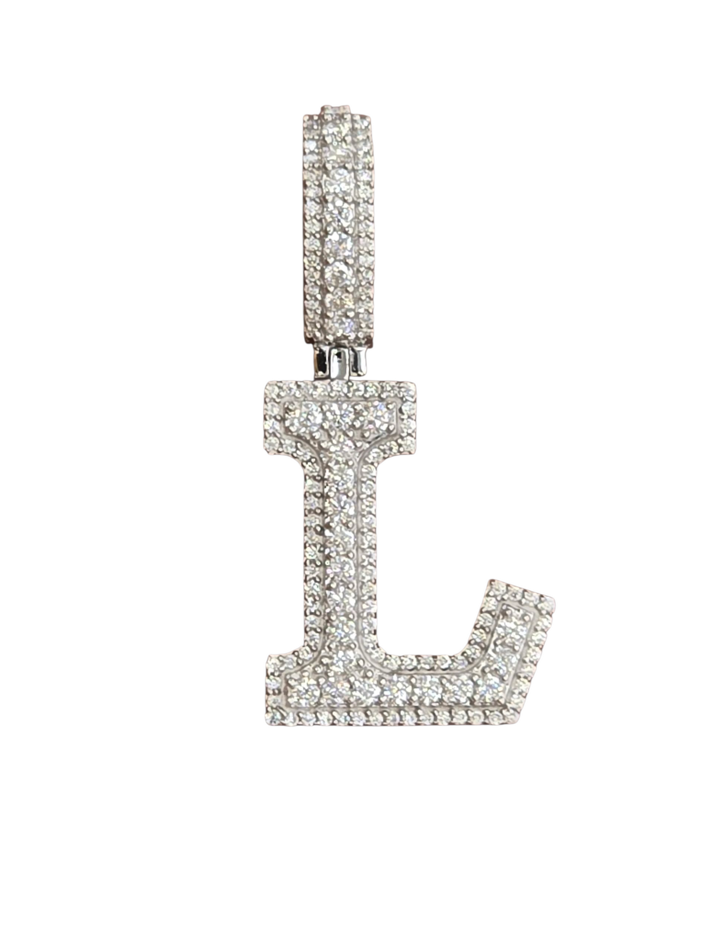925 Sterling Silver Moissanite Diamond Initial A to Z Pendant