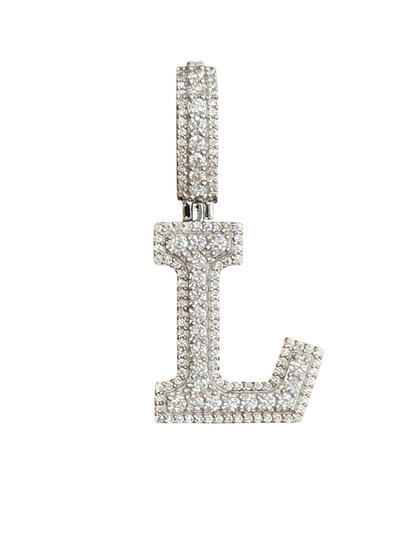 925 Sterling Silver Moissanite Diamond Initial A to Z Pendant