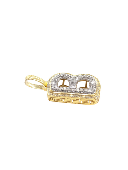 REAL DIAMOND 10KT TWO TONE BUBBLE LETTER A- Z PENDANT