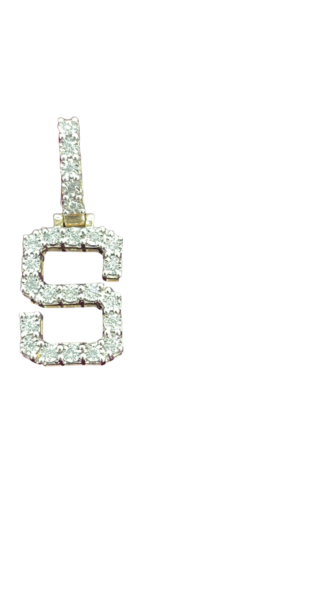 REAL DIAMOND 10KT FANUC STYLE LETTER S PENDANT