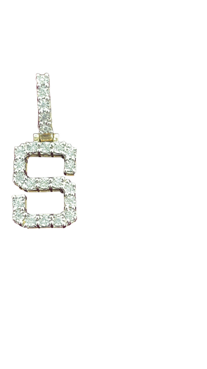 REAL DIAMOND 10KT FANUC STYLE LETTER S PENDANT