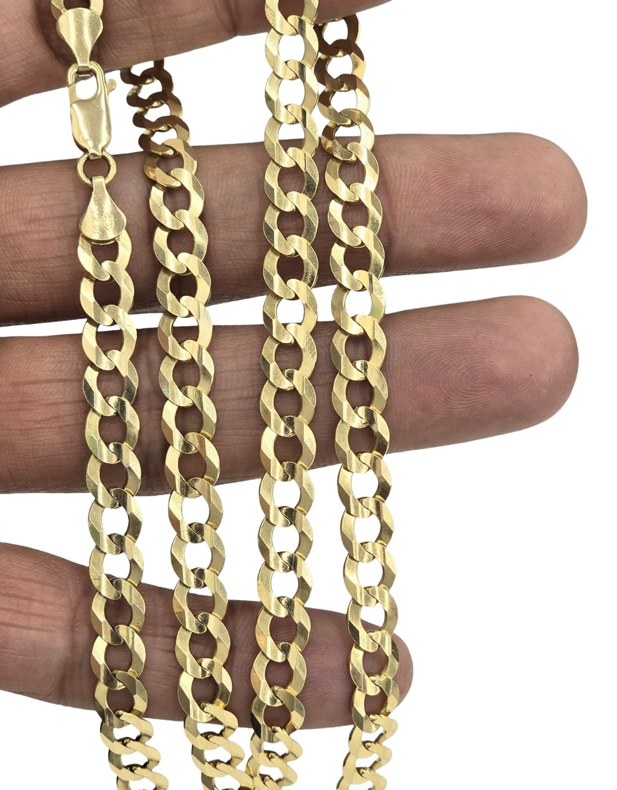 14KT REAL GOLD SOLID CUBAN CURB CHAIN 7 MM