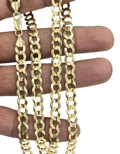 14KT REAL GOLD SOLID CUBAN CURB CHAIN 7 MM