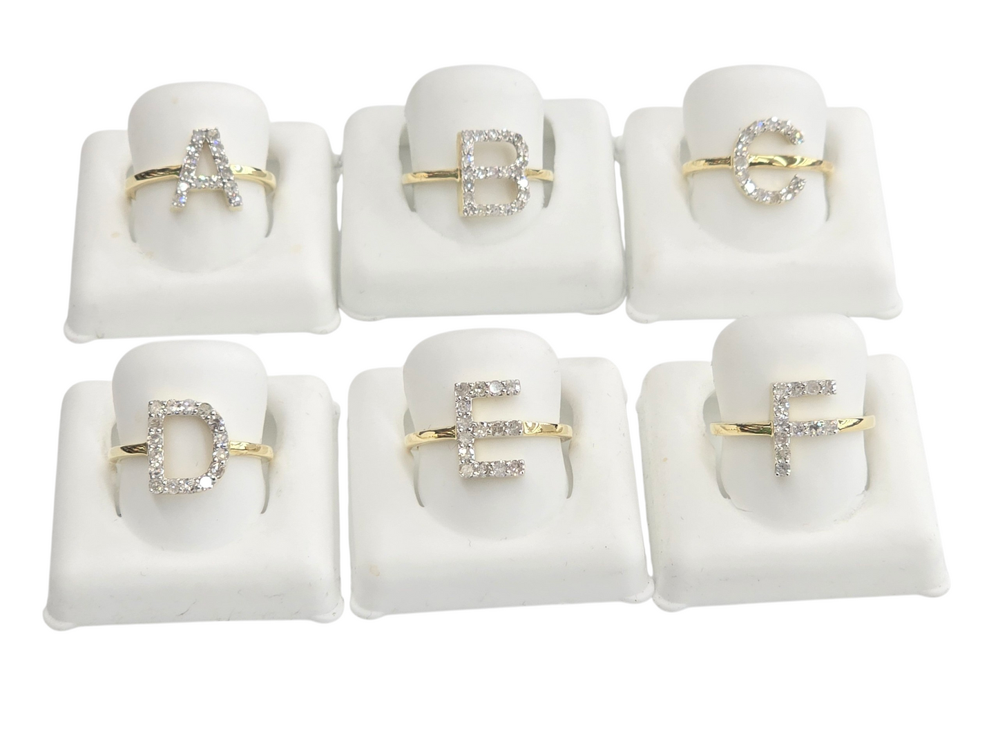 REAL DIAMOND 10KT GOLD INITIAL LETTER A TO Z RING FOR GIRL AND WOMEN