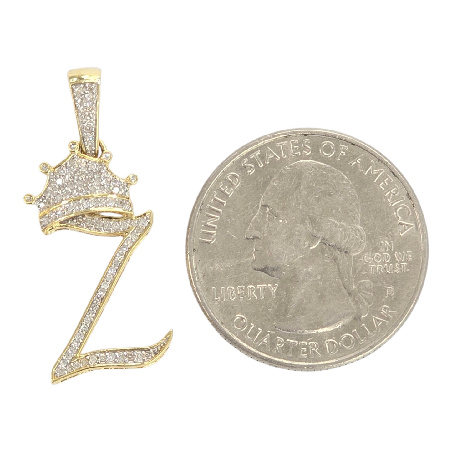 REAL NATURAL DIAMOND 10KT GOLD INITIAL A TO Z PENDANT