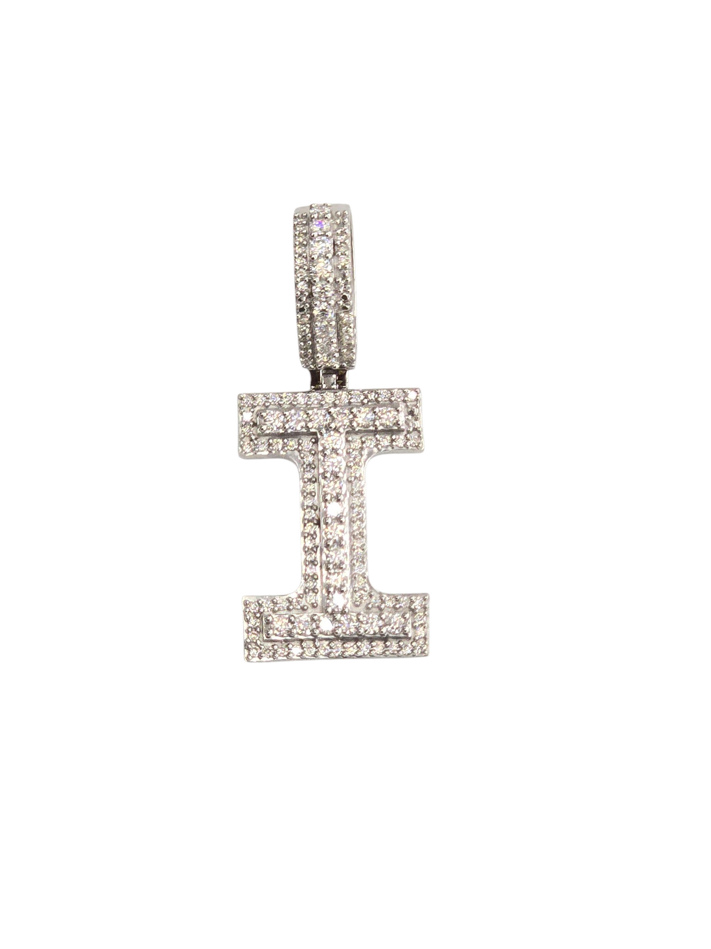 925 Sterling Silver Moissanite Diamond Initial A to Z Pendant