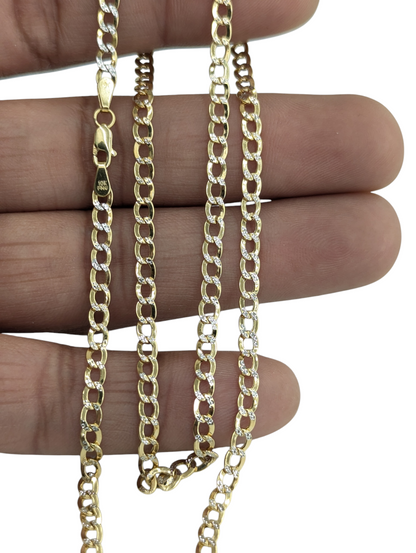 10kt Real Gold Cuban Curb Diamond Cut Chain 3.5mm