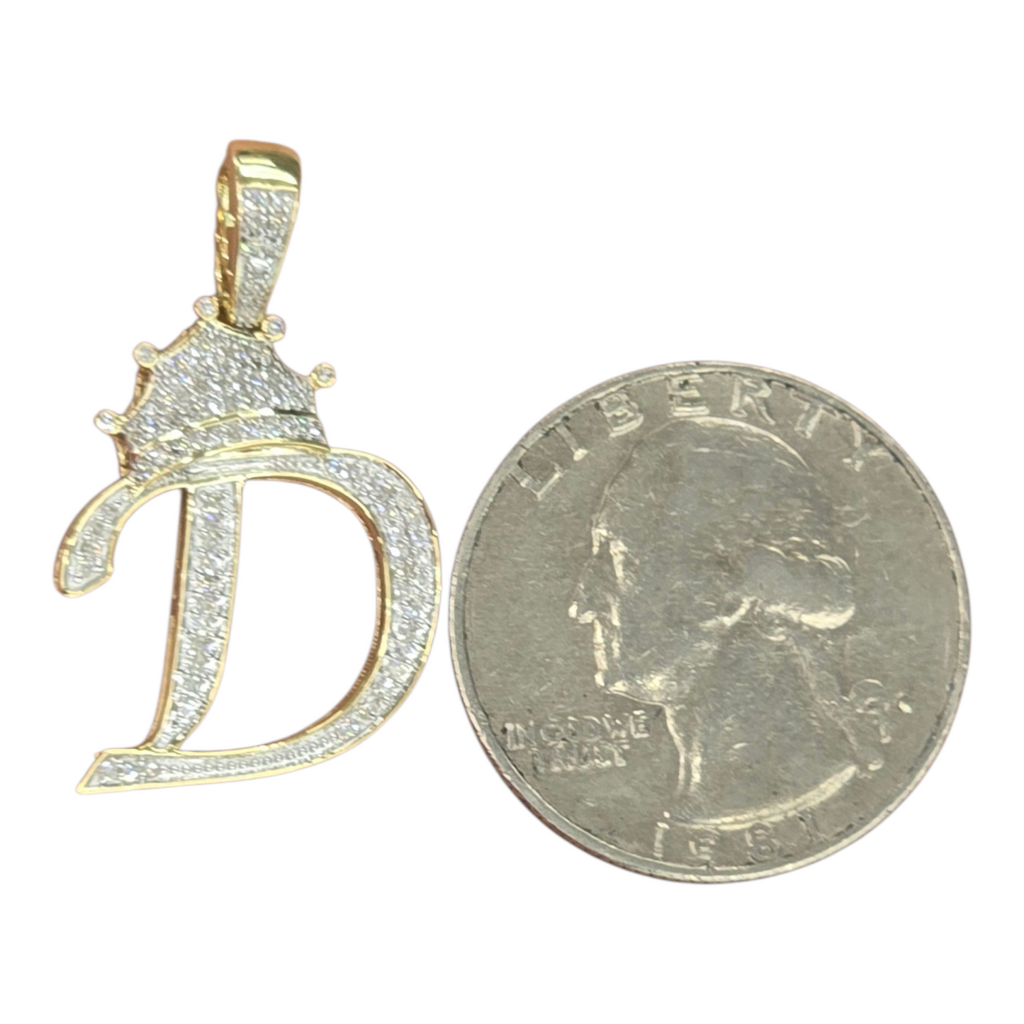 REAL NATURAL DIAMOND 10KT GOLD INITIAL A TO Z PENDANT