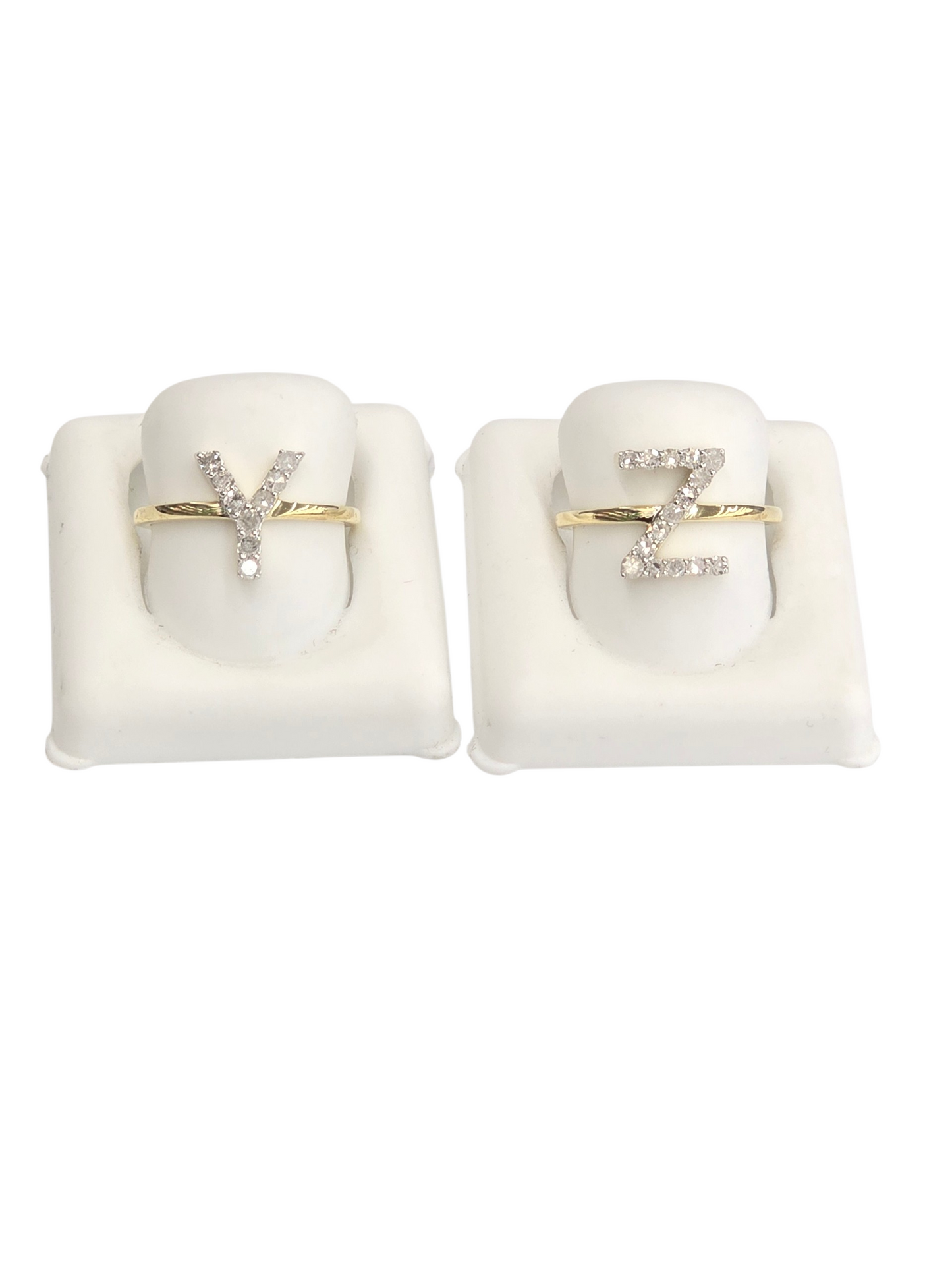 REAL DIAMOND 10KT GOLD INITIAL LETTER A TO Z RING FOR GIRL AND WOMEN