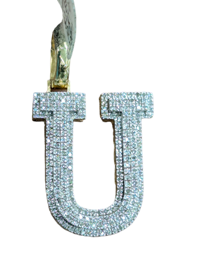 Real Diamond 10kt Yellow Gold Initial A - Z Pendant