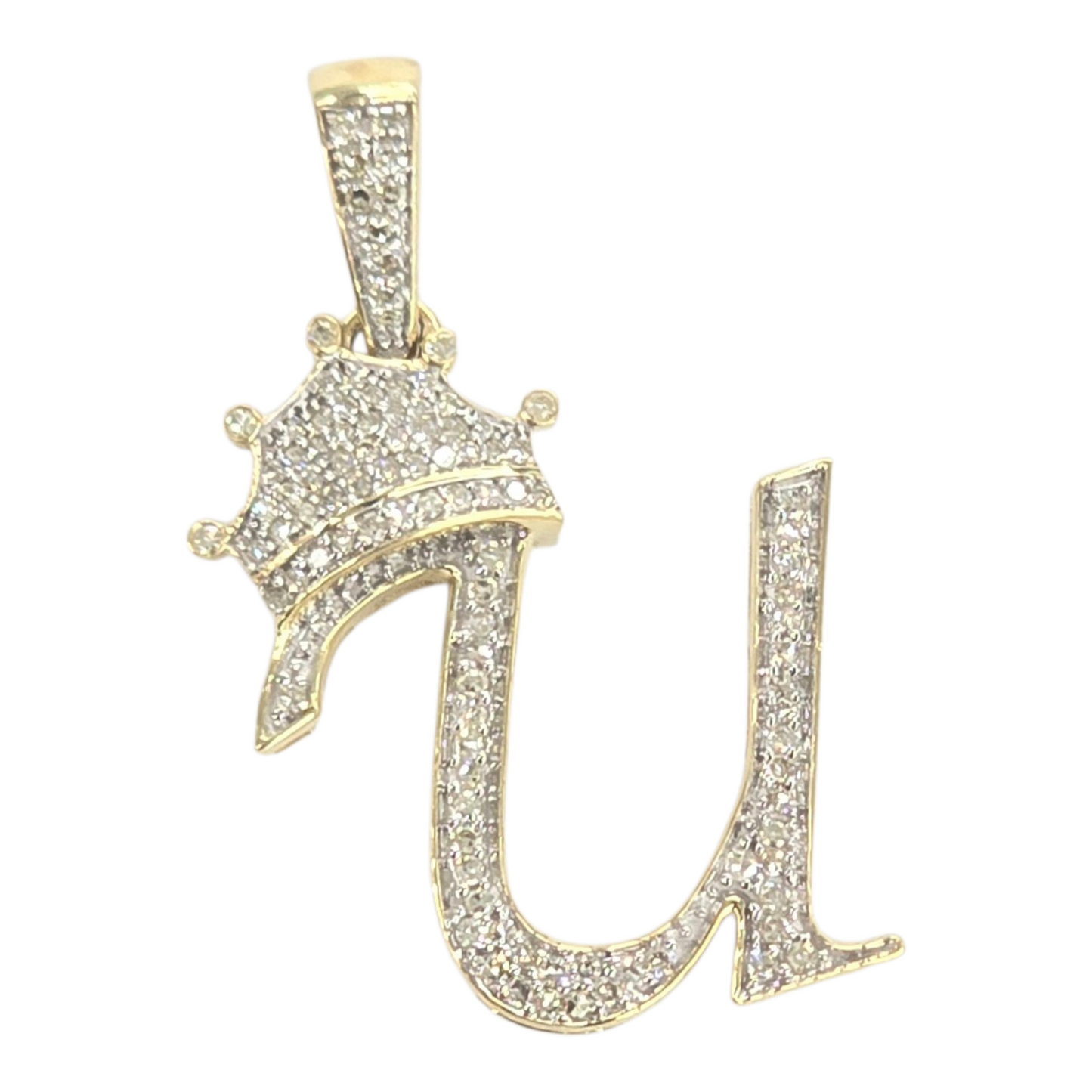 REAL NATURAL DIAMOND 10KT GOLD INITIAL A TO Z PENDANT