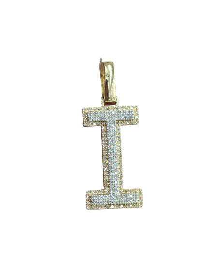 REAL DIAMOND 10KT TWO TONE BLOCK LETTER A- Z PENDANT