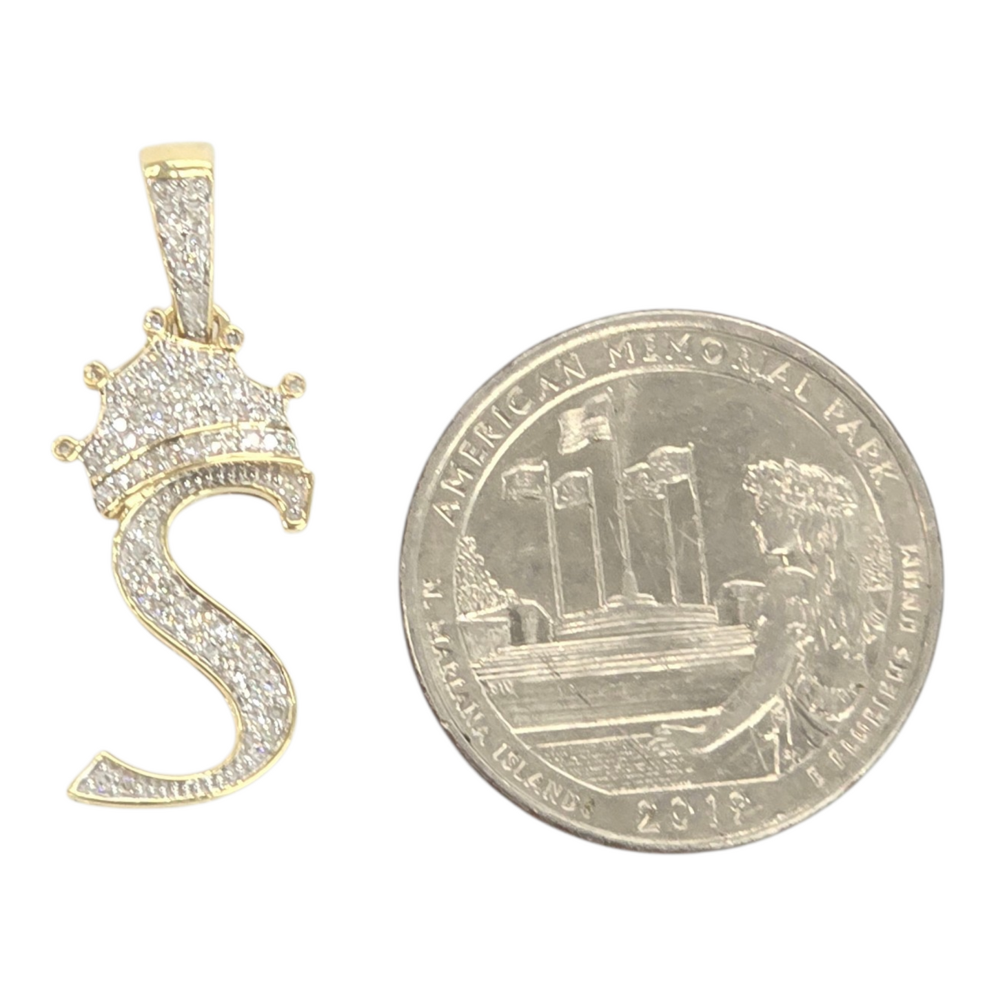 REAL NATURAL DIAMOND 10KT GOLD INITIAL A TO Z PENDANT
