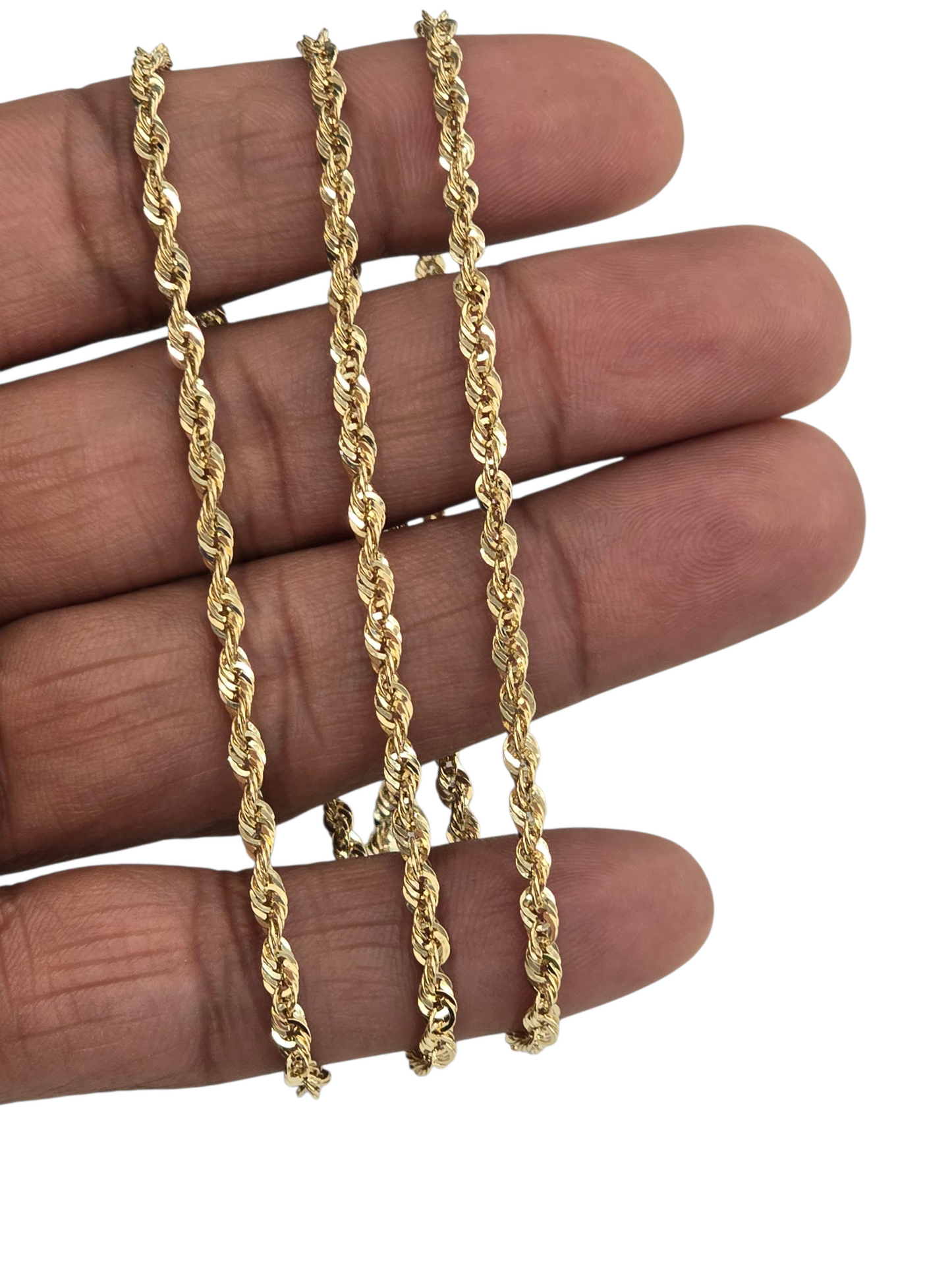 10KT REAL GOLD ROPE CHAIN 3MM FOR MEN AND WOMEN