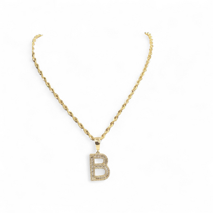 REAL DIAMOND 10KT GOLD BLOCK LETTER INITIAL A TO Z FOR MEN AND WOMEN