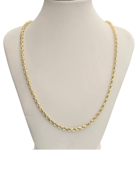 10KT REAL YELLOW GOLD SOLID ROPE CHAIN 4MM FOR MEN AND WOMEN