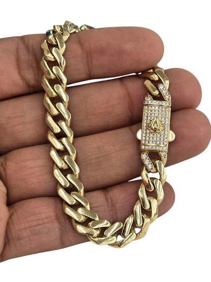 10KT REAL GOLD MONACO STYLE BRACELET 9.2 MM