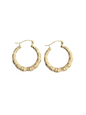 14KT REAL GOLD BAMBOO STYLE HOOP EARRING