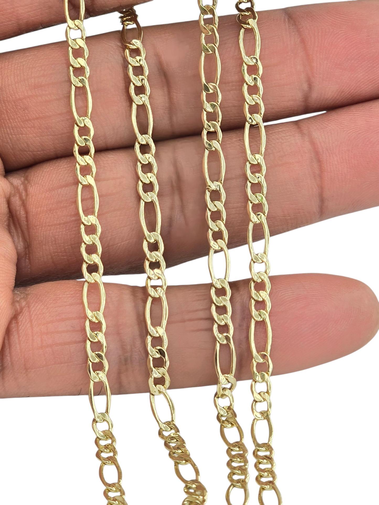 10KT REAL GOLD FIGARO CHAIN 3.7MM FOR MEN AND WOMEN