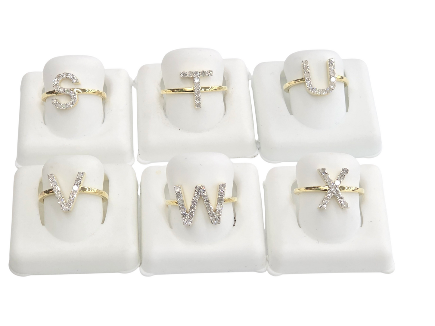 REAL DIAMOND 10KT GOLD INITIAL LETTER A TO Z RING FOR GIRL AND WOMEN