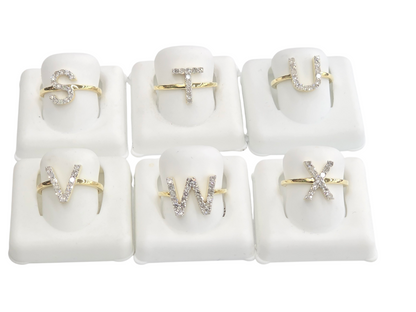 REAL DIAMOND 10KT GOLD INITIAL LETTER A TO Z RING FOR GIRL AND WOMEN