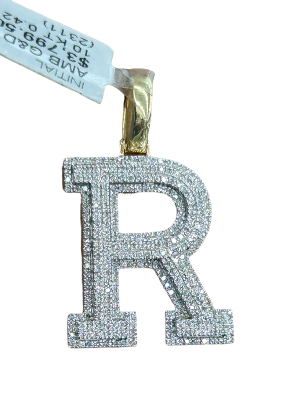 Real Diamond 10kt Yellow Gold Initial A - Z Pendant