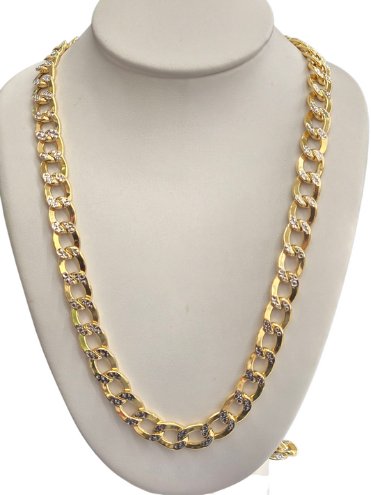 10KT REAL GOLD CUBAN CURB DIAMOND CUT CHAIN 7.5MM